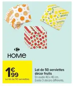 Carrefour Lot de 50 serviettes décor fruits offre