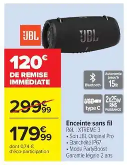 Carrefour Enceinte sans fil JBL XTREME 3 offre