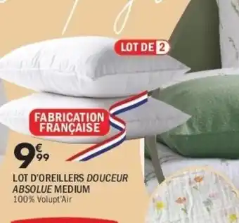 Lot d'oreillers douceur absolue medium