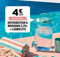 Centrakor L'ensemble distributeur à boissons +4 gobelets offre