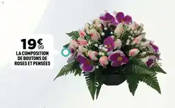 Centrakor La composition de boutons de roses et pensées offre