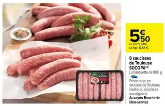 Carrefour 8 saucisses de Toulouse Socopa offre