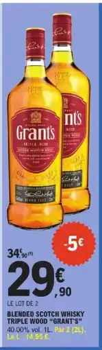 E.Leclerc Express GRANT'S Blended scotch whisky triple wood offre