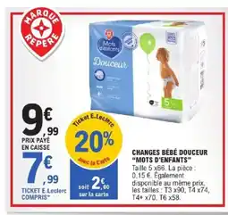 E.Leclerc Express MOTS D'ENFANTS Changes bébé douceur offre