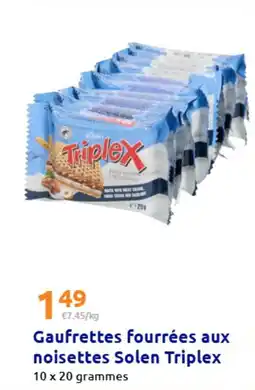 Action Gaufrettes fourrées aux noisettes Solen Triplex offre