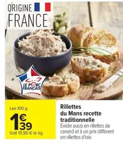 Carrefour Rillettes du Mans recette traditionnelle offre