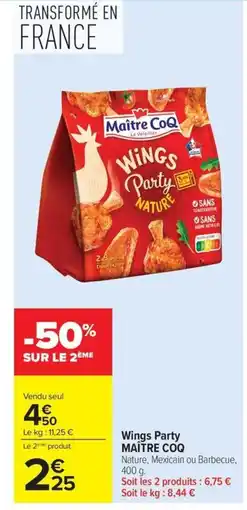 Carrefour MAÎTRE COQ Wings Party offre