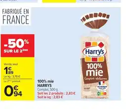 Carrefour HARRYS 100% mie offre