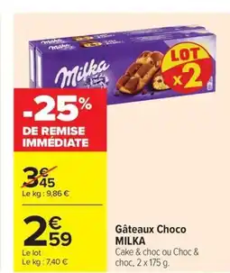 Carrefour MILKA Gâteaux Choco offre