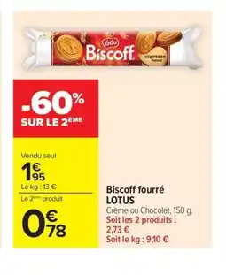 Carrefour LOTUS Biscoff fourré offre