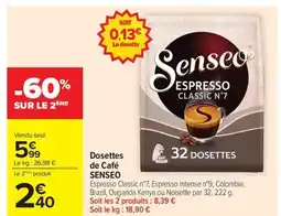 Carrefour SENSE Dosettes de Café offre