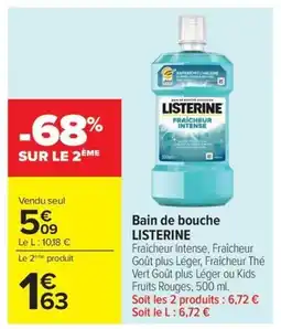Carrefour LISTERINE Bain de bouche offre