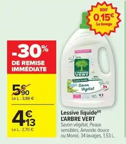 Carrefour L'ARBRE VERT Lessive liquide offre