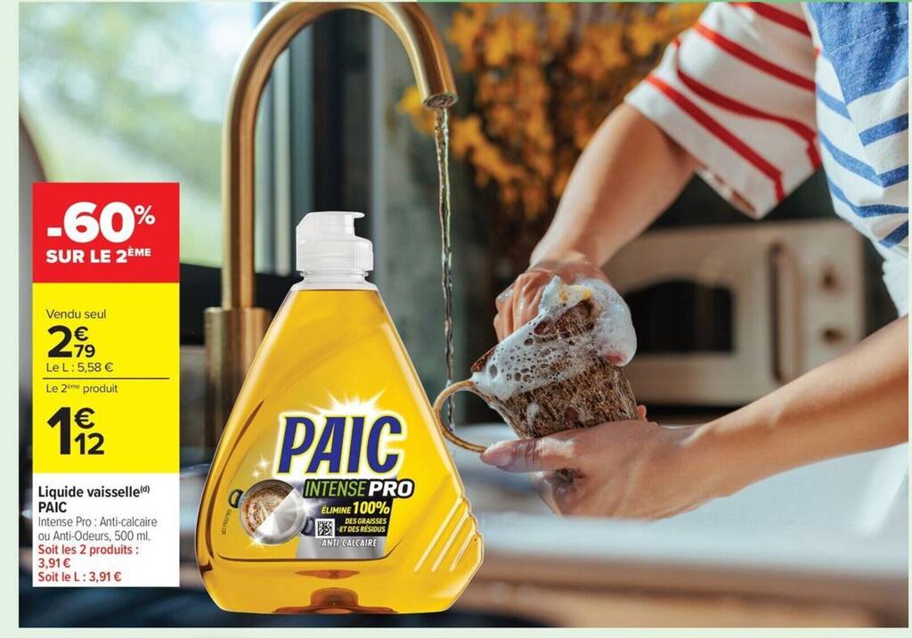 Promo PAIC Liquide vaisselle 500 ml chez Carrefour