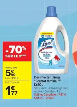 Carrefour LYSOL Désinfectant linge Format familial offre