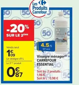 Carrefour CARREFOUR ESSENTIAL Vinaigre ménager offre