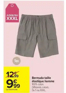 Carrefour TEX Bermuda taille élastique homme offre