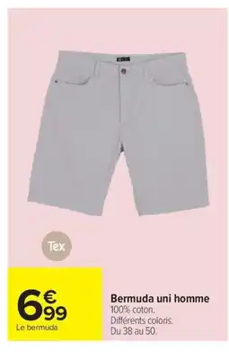 Carrefour TEX Bermuda uni homme offre