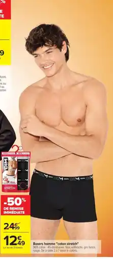 Carrefour Boxers homme coton stretch offre