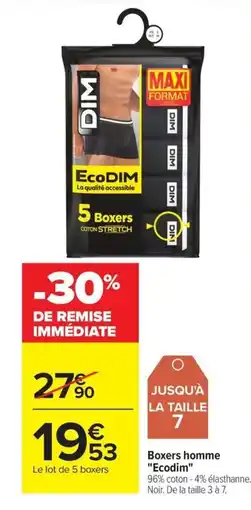 Carrefour Boxers homme Ecodim offre