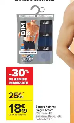 Carrefour Boxers homme regul activ offre