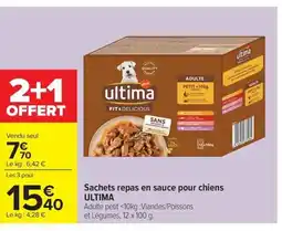 Carrefour ULTIMA Sachets repas en sauce pour chiens offre