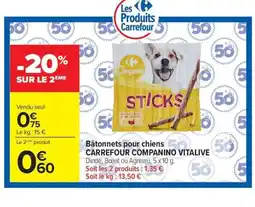Carrefour CARREFOUR COMPANINO VITALIVE Bâtonnets pour chiens offre