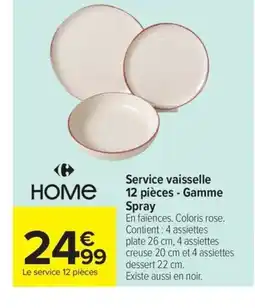 Carrefour HOME Service vaisselle 12 pièces - Gamme Spray offre