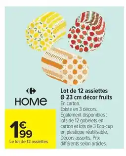Carrefour HOME Lot de 12 assiettes décor fruits offre