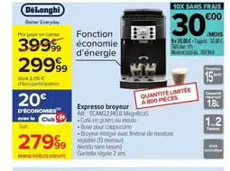 Carrefour DELONGHI Expresso broyeur offre