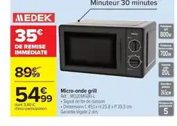 Carrefour MEDEK Micro-onde grill offre