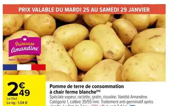 Carrefour Pomme de terre de consommation à chair ferme blanche offre