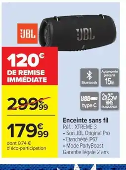Carrefour JBL Enceinte sans fil offre