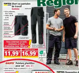 Norma TOPTEX Short ou pantalon de travail homme offre