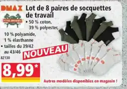 Norma DMAX Lot de 8 paires de socquettes de travail offre