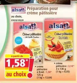 Norma ALSA Préparation pour crème pâtissière offre