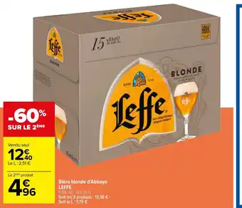 Carrefour Bière blonde d'Abbaye Leffer offre