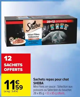 Carrefour Sachets repas pour chat Sheba offre