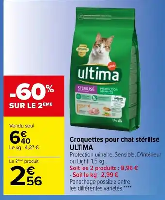 Carrefour Croquettes pour chat stérilisé Ultima offre
