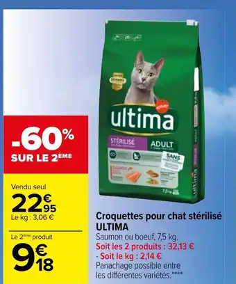 Carrefour Croquettes pour chat stérilisé Ultima offre