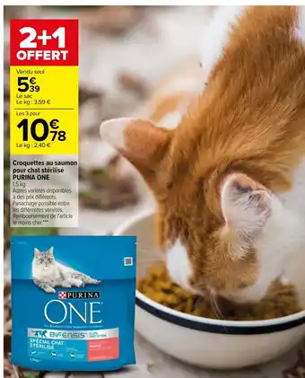 Carrefour Croquettes au saumon pour chat stérilisé offre