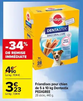 Carrefour Friandises pour chien de 5 à 10 kg Dentastix Pedigree offre