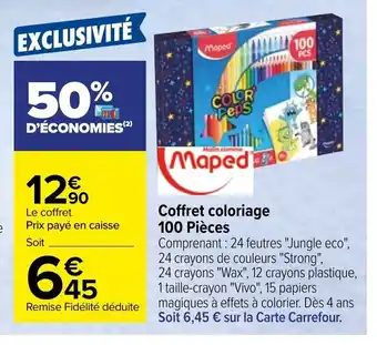 Carrefour Coffret coloriage 100 Pièces offre