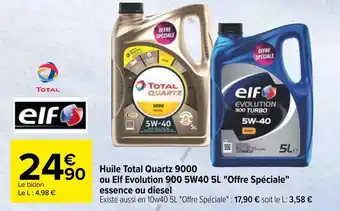 Huile Total Quartz 9000 ou Elf Evolution 900 5W40 5L