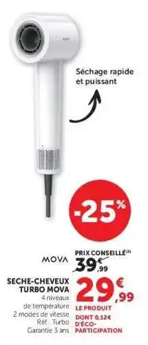 Hyper U SECHE-CHEVEUX TURBO MOVA offre