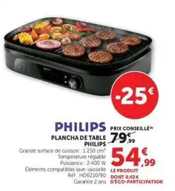 Hyper U PHILIPS Plancha de Table offre
