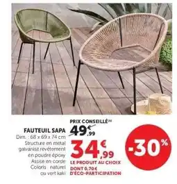 Hyper U Fauteuil Sapa offre