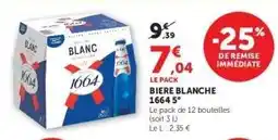 Hyper U BIERE BLANCHE 1664 5° offre