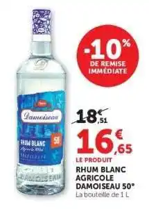 Hyper U Rhum Blanc Agricole Damoiseau 50° offre