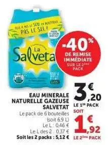 Hyper U Eau Minérale Naturelle Gazeuse Salvetat offre